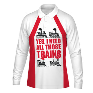Railspirit Custom Name Great Western Railway Long Sleeve Polo Shirt Yes I Need All Those Train Printed Shirt