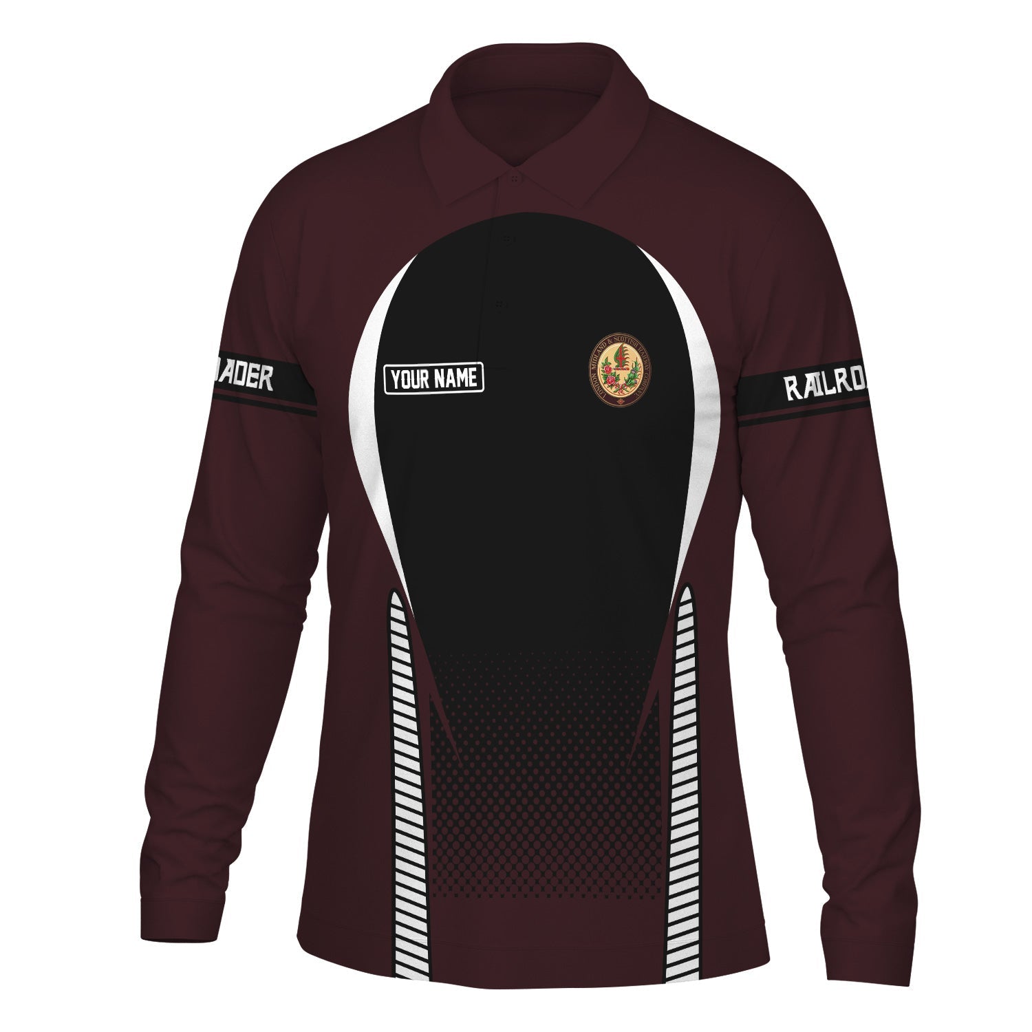Railspirit Personalized London, Midland and Scottish Railway Long Sleeve Polo Shirt Train Long Sleeve Polo Shirt Gift Idea For Train Lover