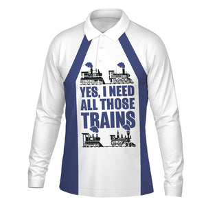 Railspirit Custom Name London and North Eastern Railway Long Sleeve Polo Shirt Yes I Need All Those Train Printed Shirt