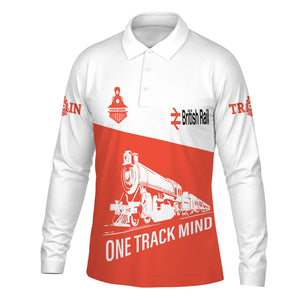 Railspirit Custom Name Bristish Railway Long Sleeve Polo Shirt One Track Mind Printed Shirt