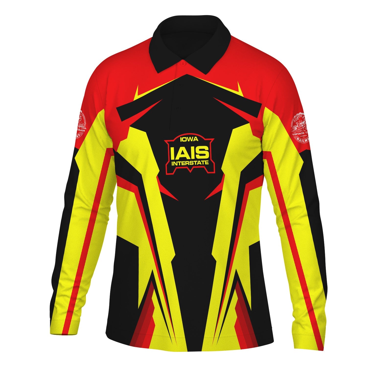 Railspirit Personalized Iowa Interstate Railroad Long Sleeve Polo Shirt IAIS Strong Line Train Long Sleeve Polo Shirt Gift Idea For Train Lover