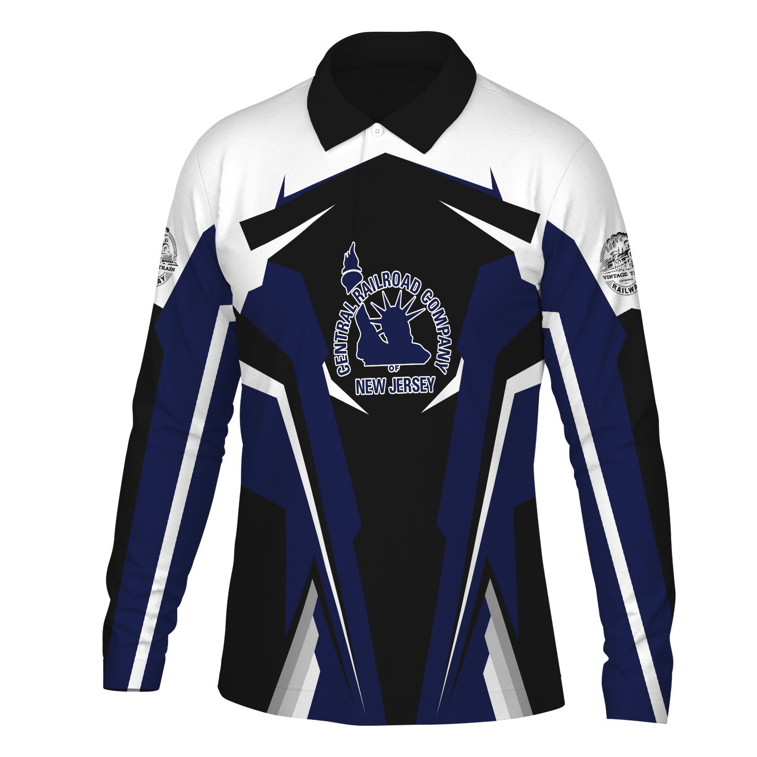 Railspirit Personalized Jersey Central Railroad Long Sleeve Polo Shirt Strong Line Train Long Sleeve Polo Shirt Gift Idea For Train Lover