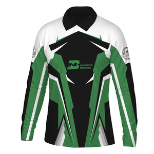 Railspirit Personalized Burlington Northern Railroad Long Sleeve Polo Shirt Strong Line Train Long Sleeve Polo Shirt Gift Idea For Train Lover