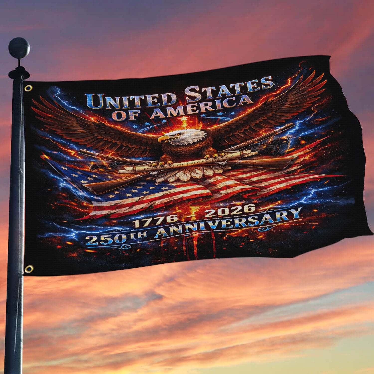 United States of America 250th Anniversary Flag 1776–2026, Patriotic Eagle Outdoor Garden Flag, Independence Day USA Decor