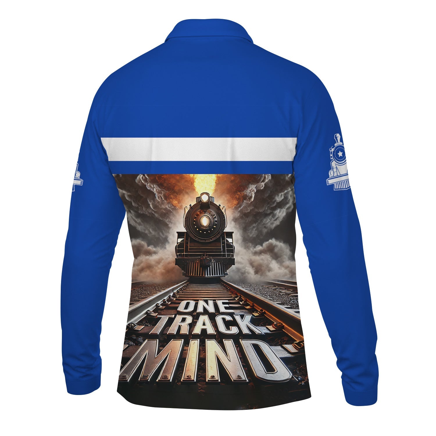 Railspirit Personalized Long Island Railroad Long Sleeve Polo Shirt One Track Mind Train Printed Shirt