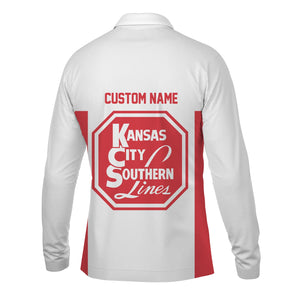 Railspirit Custom Name Kansas City Southern Long Sleeve Polo Shirt Yes I Need All Those Train Printed Shirt
