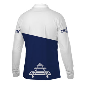 Railspirit Custom Name Baltimore and Ohio Railroad Long Sleeve Polo Shirt One Track Mind B&O Printed Shirt