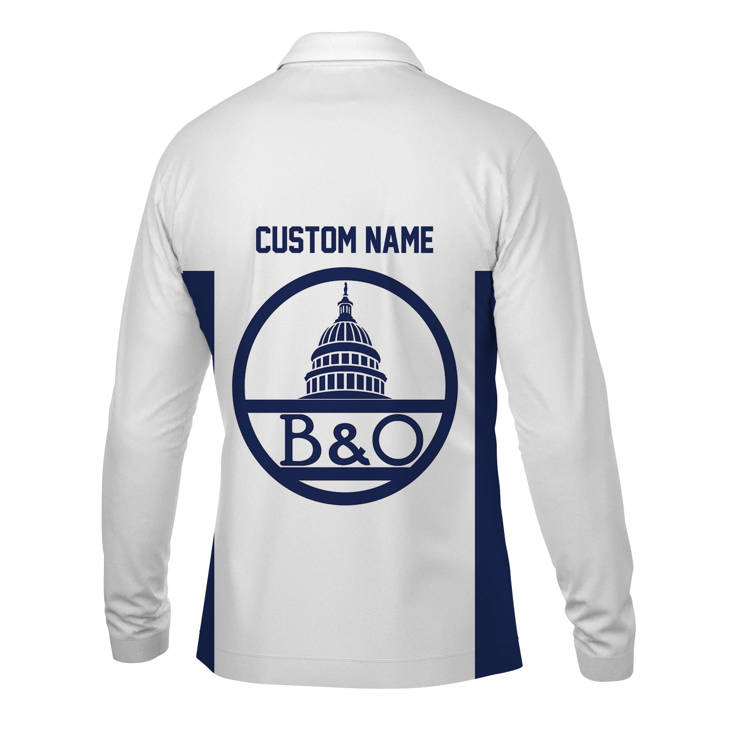 Railspirit Custom Name Baltimore and Ohio Railroad Long Sleeve Polo Shirt Yes I Need All Those Train B&O Printed Shirt