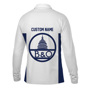 Railspirit Custom Name Baltimore and Ohio Railroad Long Sleeve Polo Shirt Yes I Need All Those Train B&O Printed Shirt