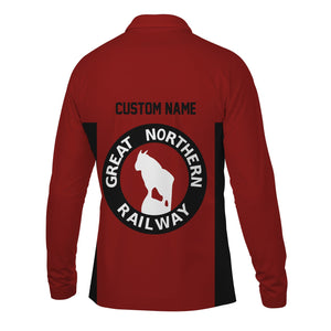 Railspirit Custom Name Great Northern Railway Long Sleeve Polo Shirt Yes I Need All Those Train GNR Printed Shirt