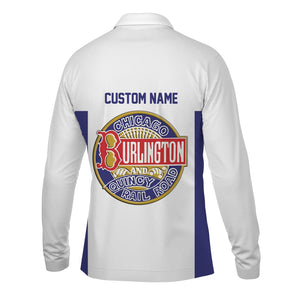 Railspirit Custom Name Chicago, Burlington and Quincy Railroad Long Sleeve Polo Shirt Yes I Need All Those Train Printed Shirt