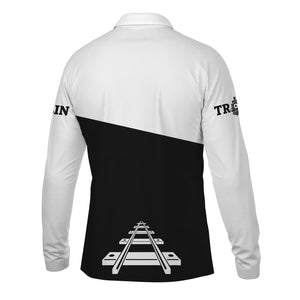 Railspirit Custom Name Atlantic Coast Line Railroad Long Sleeve Polo Shirt One Track Mind Printed Shirt