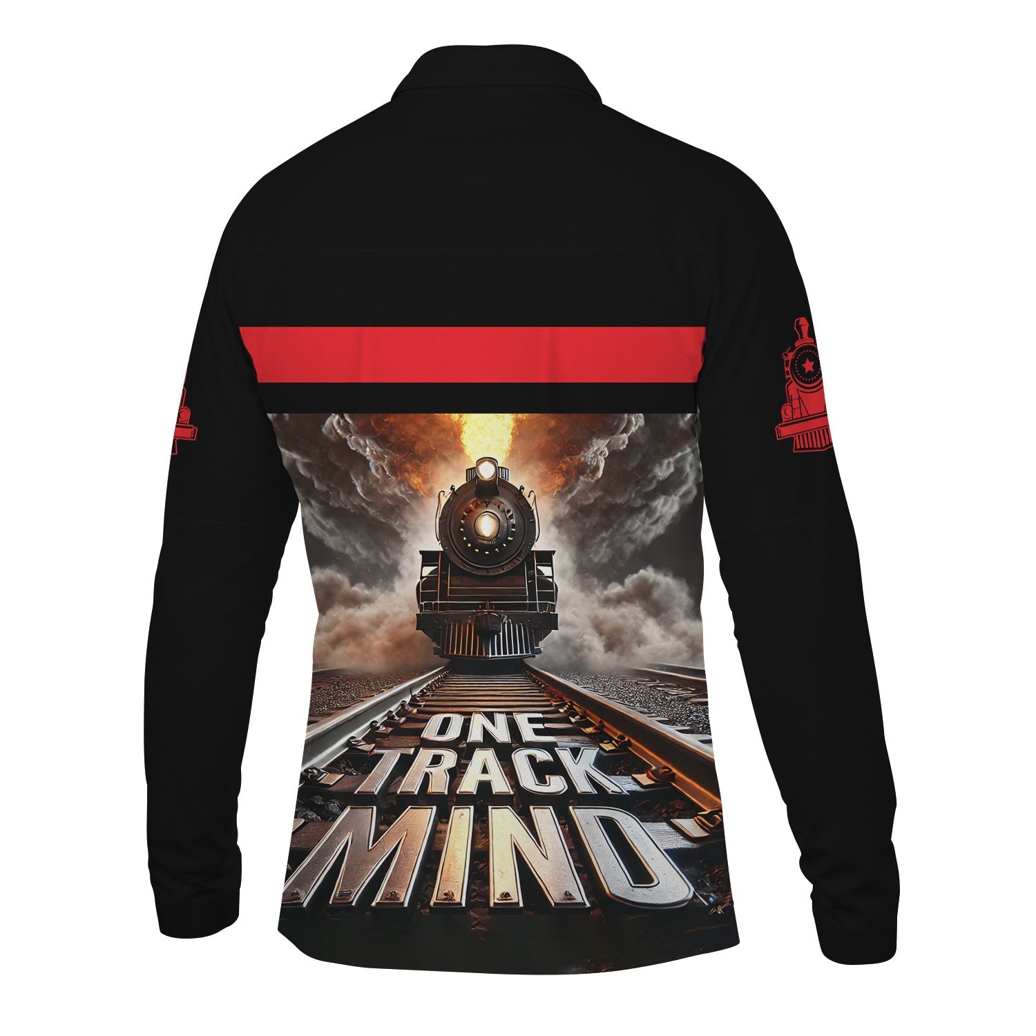 Railspirit Personalized Chicago, Milwaukee, St. Paul and Pacific Railroad Long Sleeve Polo Shirt One Track Mind Milwaukee Road Train Printed Shirt