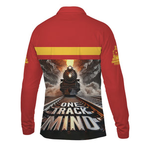 Railspirit Personalized Louisville and Nashville Railroad Long Sleeve Polo Shirt One Track Mind L&N Train Printed Shirt