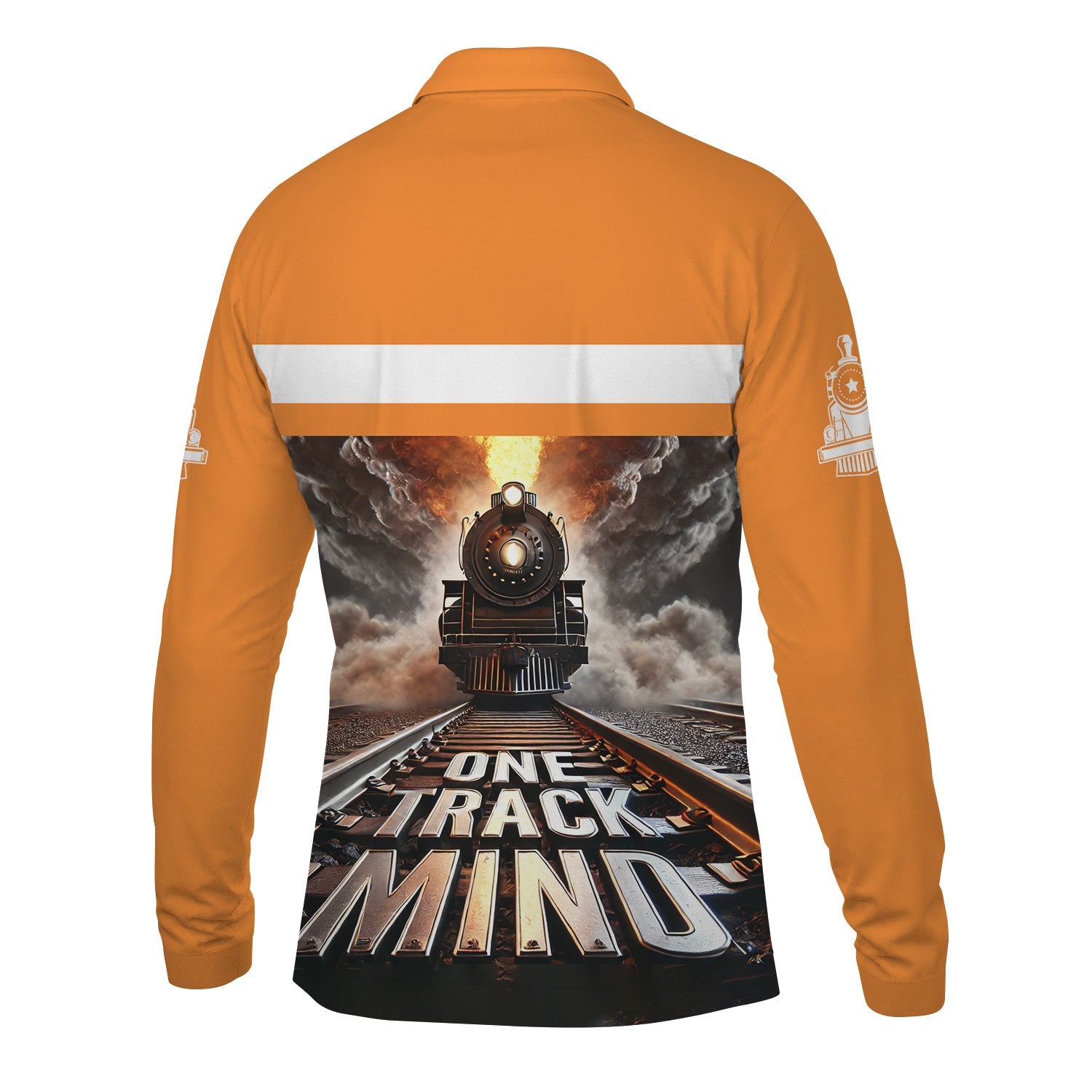 Railspirit Personalized BNSF Railway Long Sleeve Polo Shirt One Track Mind Train Printed Shirt