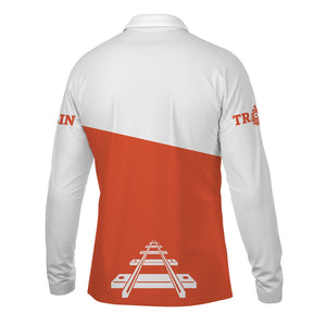 Railspirit Custom Name Texas and Pacific Railway Long Sleeve Polo Shirt One Track Mind Printed Shirt