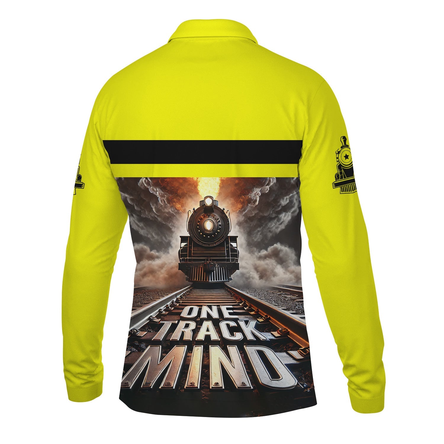 Railspirit Personalized Iowa Interstate Railroad Long Sleeve Polo Shirt One Track Mind IAIS Train Printed Shirt