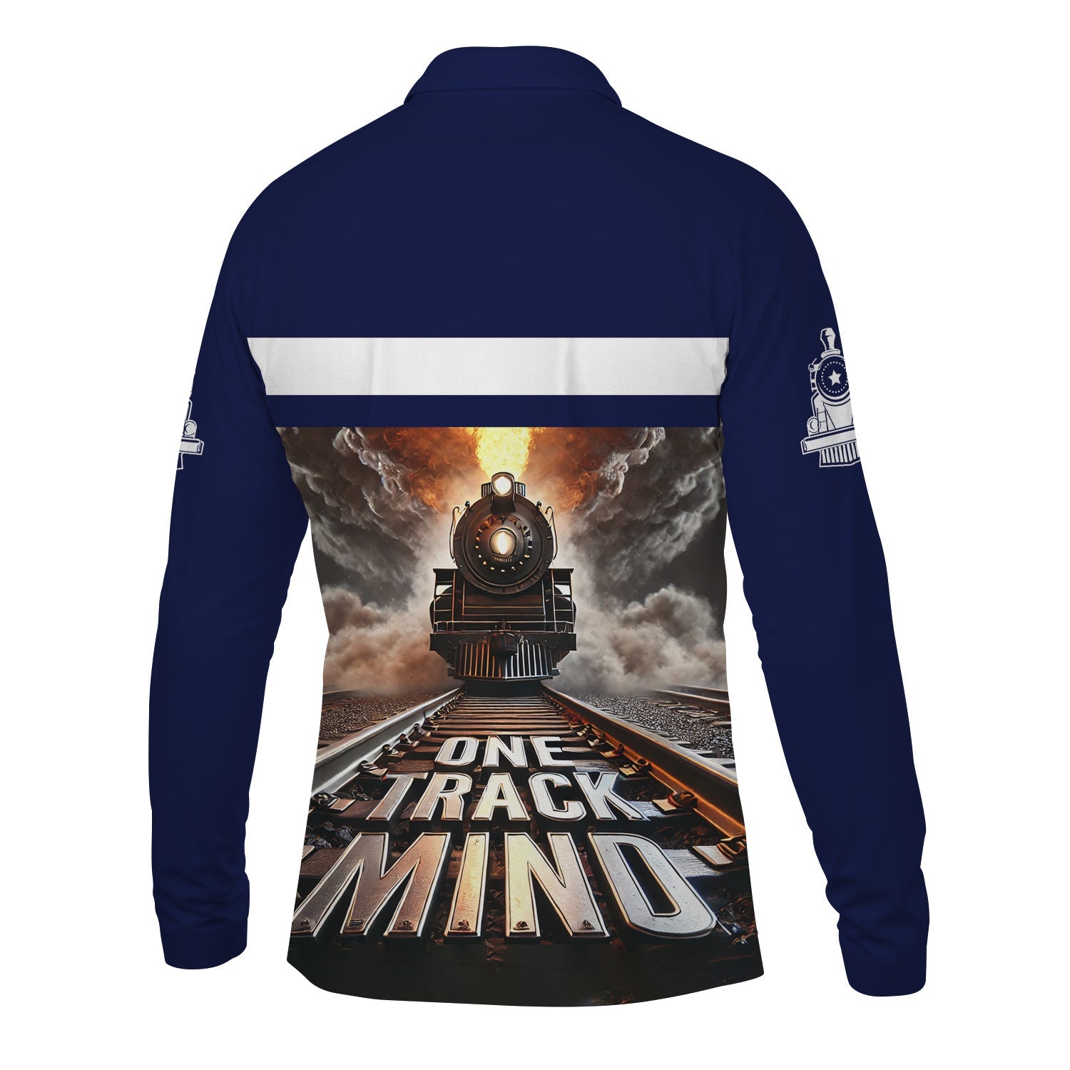 Railspirit Personalized Jersey Central Railroad Long Sleeve Polo Shirt One Track Mind Train Printed Shirt