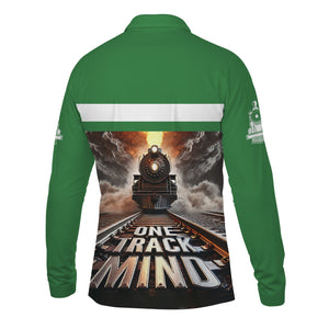 Railspirit Personalized Burlington Northern Railroad Long Sleeve Polo Shirt One Track Mind Train Printed Shirt