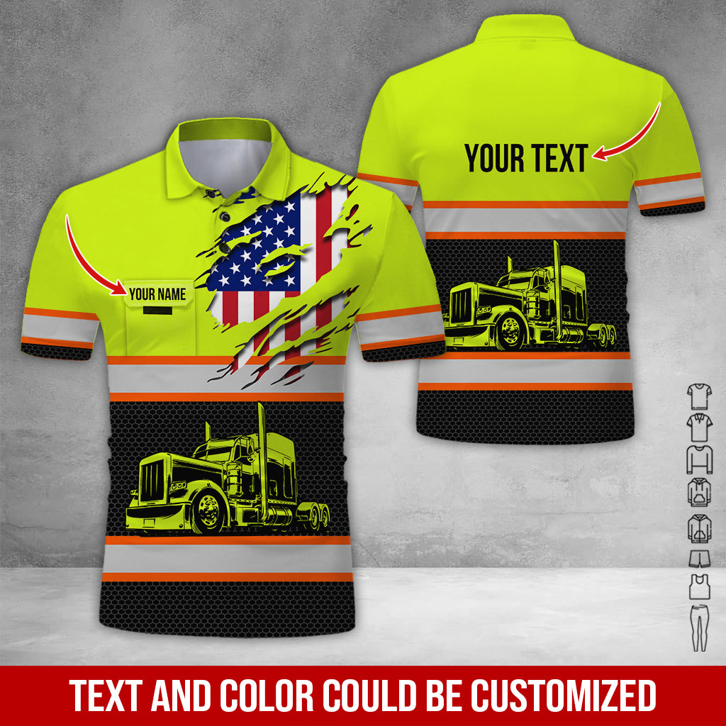Custom Name Truck Driver Shirt, 3D Printed Pocket Design, Perfect Gift for Husband, Dad, or Grandpa Who Drives Trucks