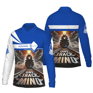 Railspirit Personalized Long Island Railroad Long Sleeve Polo Shirt One Track Mind Train Printed Shirt