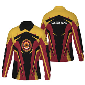 Railspirit Personalized Chicago Great Western Railroad Long Sleeve Polo Shirt Strong Line Train Long Sleeve Polo Shirt Gift Idea For Train Lover