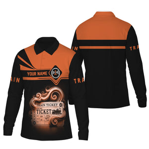 Railspirit Custom Name Bessemer And Lake Erie Railroad Long Sleeve Polo Shirt Train Ticket Printed Shirt