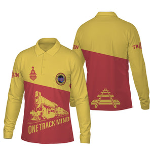 Railspirit Custom Name Florida East Coast Railway Long Sleeve Polo Shirt One Track Mind Printed Shirt