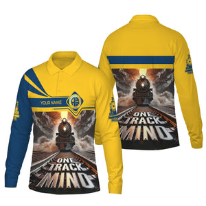 Railspirit Personalized Alaska Railroad Long Sleeve Polo Shirt One Track Mind Train Printed Shirt