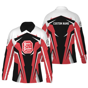 Railspirit Personalized Kansas City Southern Long Sleeve Polo Shirt Strong Line Train Long Sleeve Polo Shirt Gift Idea For Train Lover