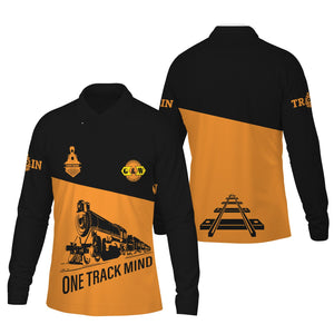 Railspirit Custom Name Genesee & Wyoming Inc. Railroad Long Sleeve Polo Shirt One Track Mind Printed Shirt