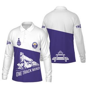 Railspirit Custom Name Southern Pacific Railroad Long Sleeve Polo Shirt One Track Mind Printed Shirt