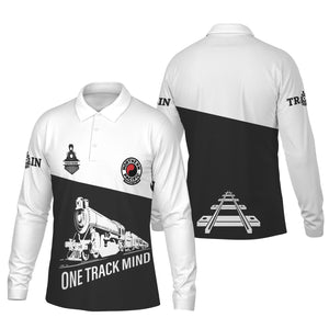 Railspirit Custom Name Northern Pacific Railway Long Sleeve Polo Shirt One Track Mind Printed Shirt