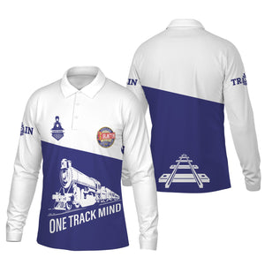 Railspirit Custom Name Chicago, Burlington and Quincy Railroad Long Sleeve Polo Shirt One Track Mind Printed Shirt