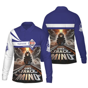 Railspirit Personalized Chicago, Burlington and Quincy Railroad Long Sleeve Polo Shirt One Track Mind Train Printed Shirt