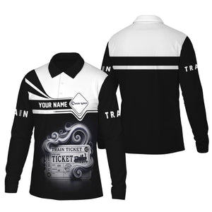Railspirit Custom Name Chessie System Railroad Long Sleeve Polo Shirt Train Ticket Printed Shirt