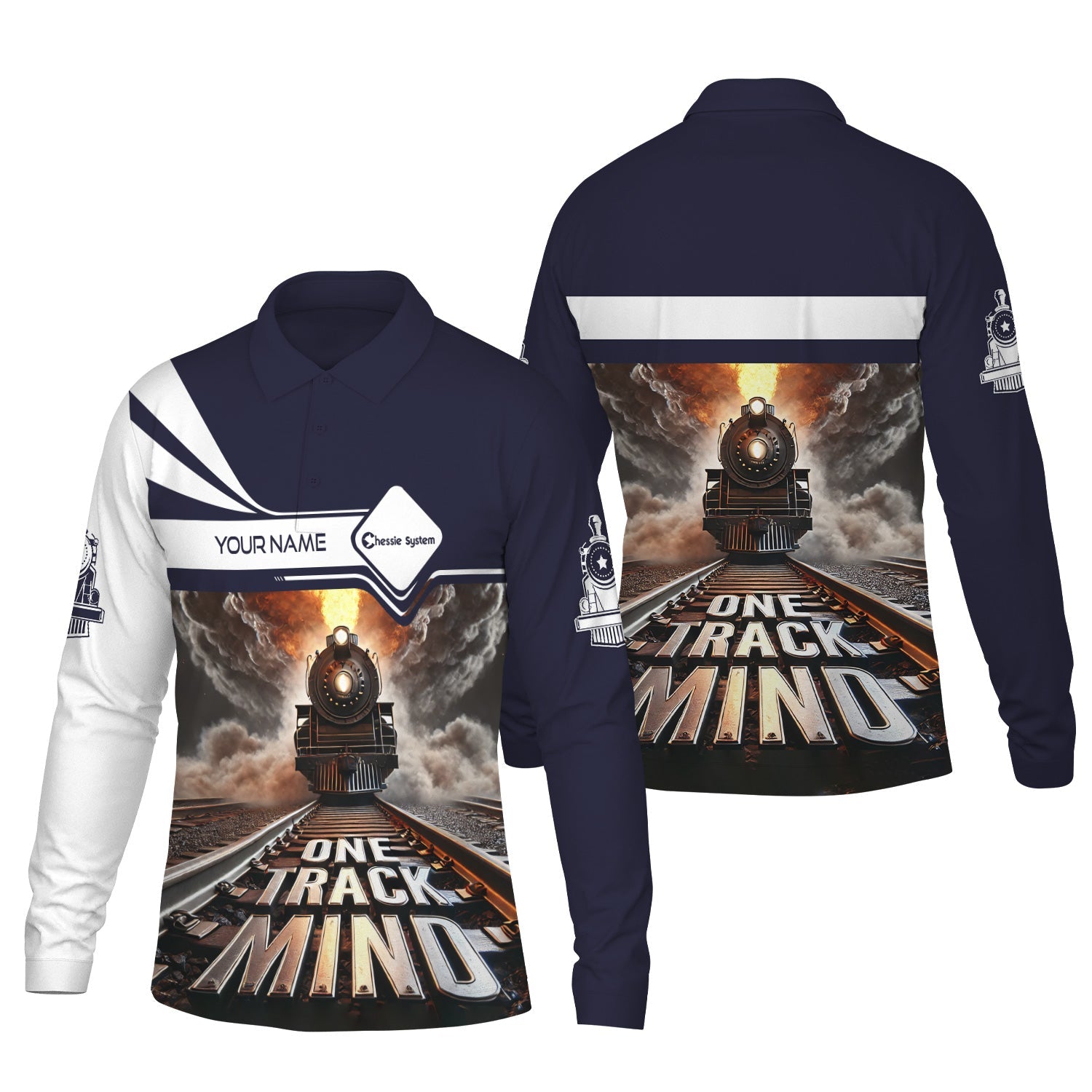 Railspirit Personalized Chessie System Railroad Long Sleeve Polo Shirt One Track Mind Train Printed Shirt