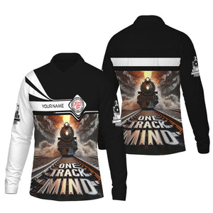 Railspirit Personalized Atlantic Coast Line Railroad Long Sleeve Polo Shirt One Track Mind Train Printed Shirt