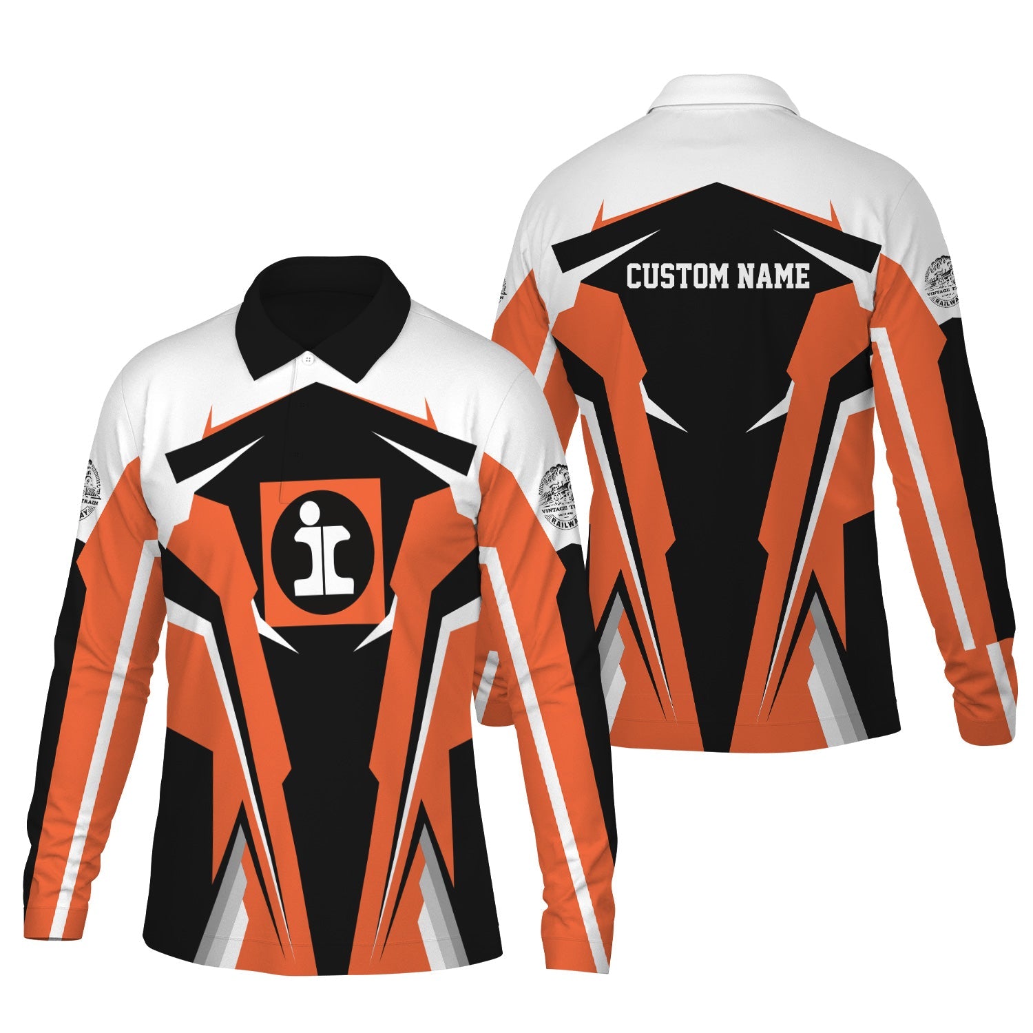 Railspirit Personalized Illinois Central Railroad Long Sleeve Polo Shirt Strong Line Train Long Sleeve Polo Shirt Gift Idea For Train Lover