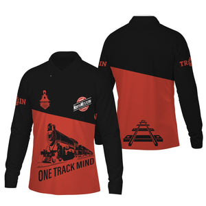 Railspirit Custom Name Chicago and North Western Railway Long Sleeve Polo Shirt One Track Mind Printed Shirt