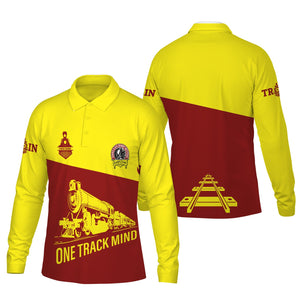 Railspirit Custom Name Denver and Rio Grande Western Railroad Long Sleeve Polo Shirt One Track Mind Printed Shirt