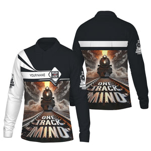 Railspirit Personalized Western Pacific Railroad Long Sleeve Polo Shirt One Track Mind Train Printed Shirt