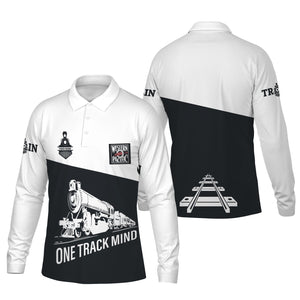 Railspirit Custom Name Western Pacific Railroad Long Sleeve Polo Shirt One Track Mind Printed Shirt