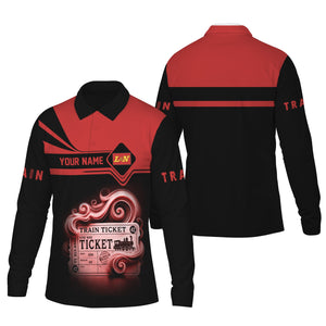 Railspirit Custom Name Louisville and Nashville Railroad Long Sleeve Polo Shirt Train Ticket L&N Printed Shirt
