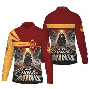 Railspirit Personalized Duluth, Missabe, & Iron Range Railroad Long Sleeve Polo Shirt One Track Mind Train Printed Shirt