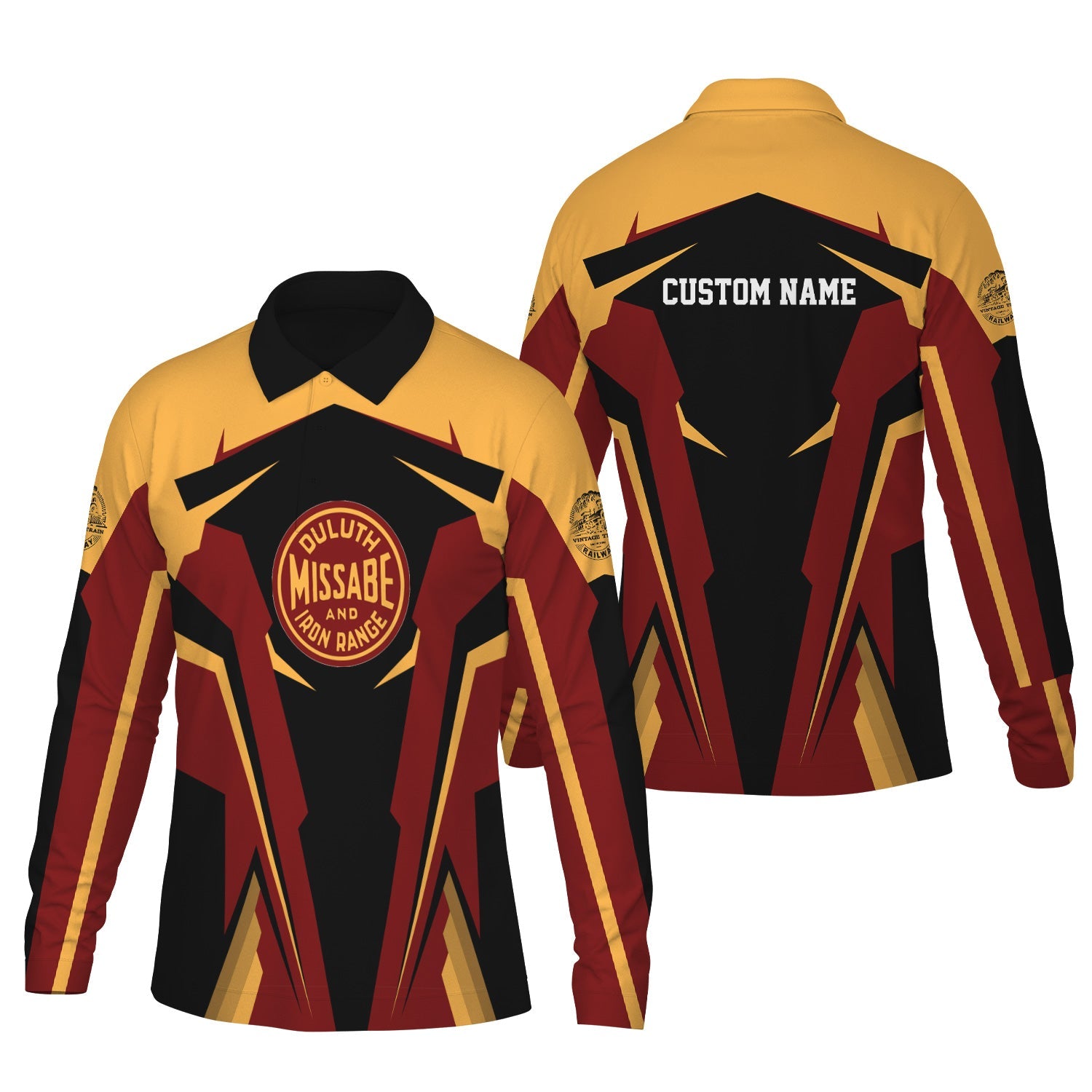 Railspirit Personalized Duluth, Missabe, & Iron Range Railroad Long Sleeve Polo Shirt Strong Line Train Long Sleeve Polo Shirt Gift Idea For Train Lover