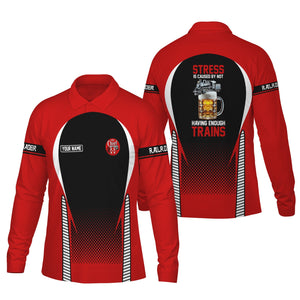 Railspirit Personalized The Chief Santa Fe Railroad Long Sleeve Polo Shirt Train Long Sleeve Polo Shirt Gift Idea For Train Lover