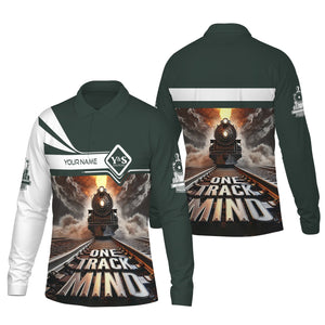 Railspirit Personalized Youngstown & Southern Railroad Long Sleeve Polo Shirt One Track Mind Train Printed Shirt