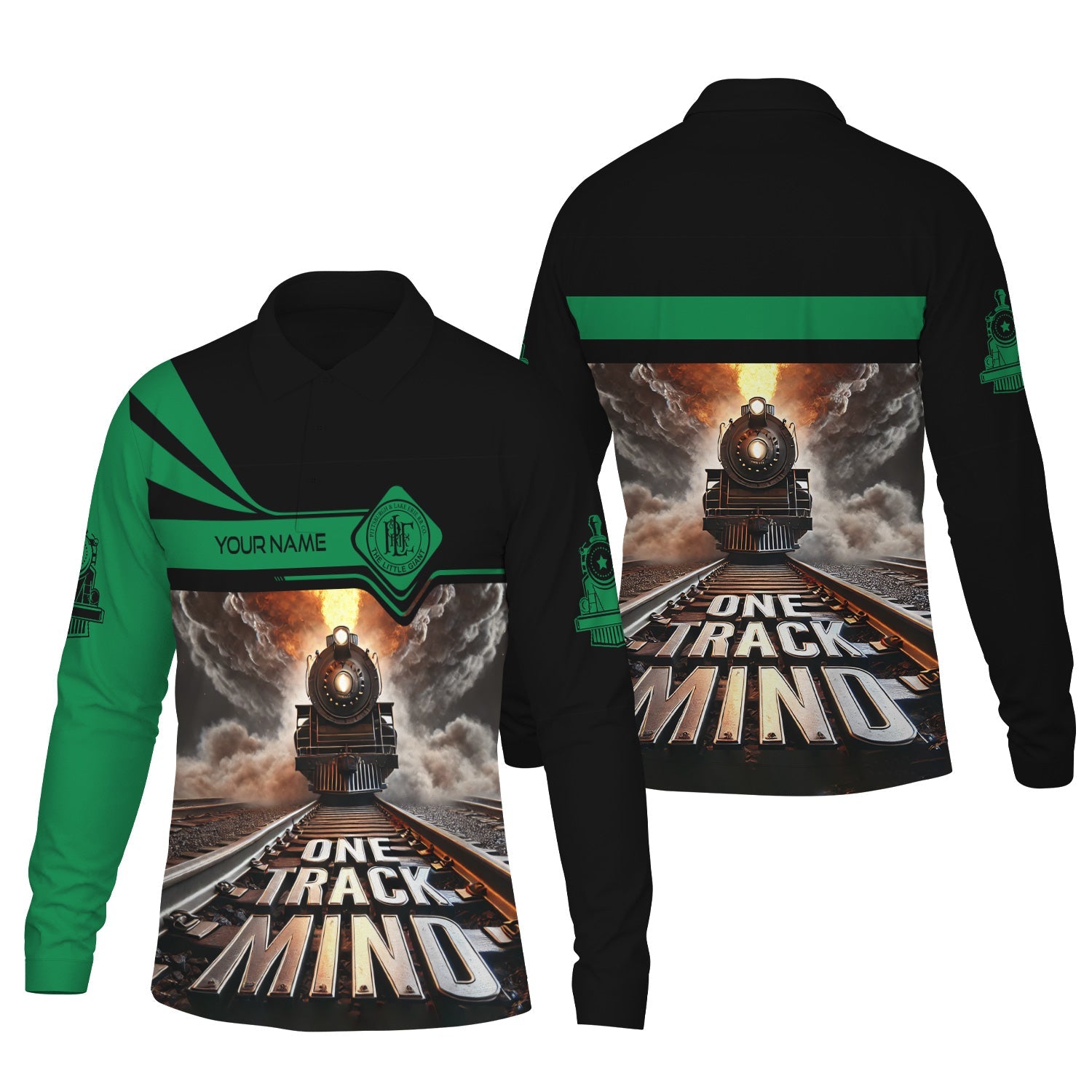 Railspirit Personalized Pittsburgh And Lake Erie Railroad Long Sleeve Polo Shirt One Track Mind Train Printed Shirt