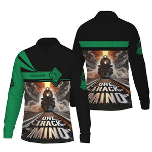 Railspirit Personalized Pittsburgh And Lake Erie Railroad Long Sleeve Polo Shirt One Track Mind Train Printed Shirt